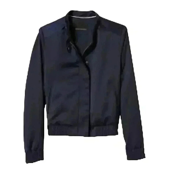 Banana Republic Men's Navy Poly Satin Lined Bomber Jacket - Picture 1 of 13